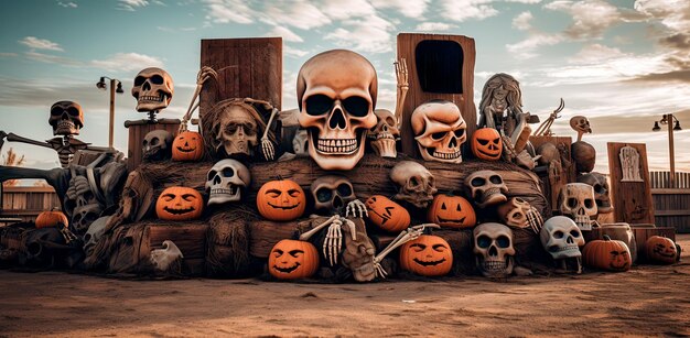 felice halloween foto spaventosa del cranio