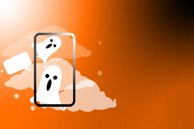 Felice Halloween vettore Halloween sul tema del telefono Concetto di e-commerce di Halloween