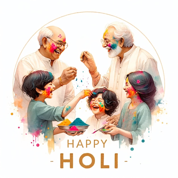 Felice Holi, festa indiana dei colori, celebrazione del festival indiano di Holi