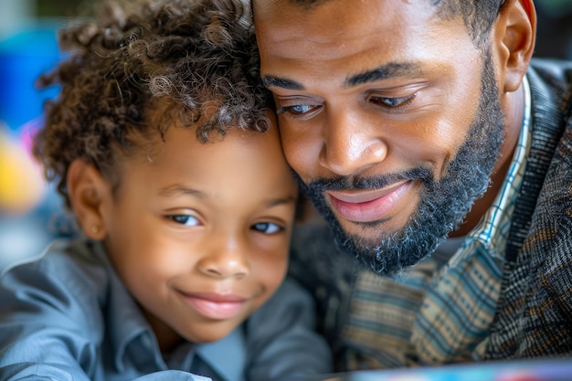 Felice padre e figlia afroamericani condividono un momento tenero Famiglia legame Genitore Figlio