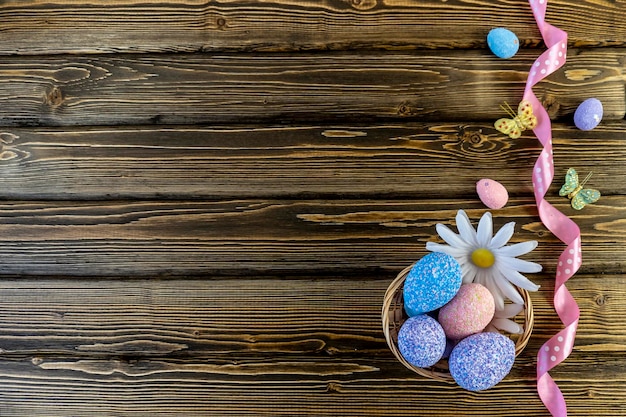 Felice Pasqua Flat Lay Internet banner con Copy Space a Pasqua