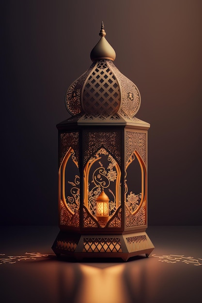 Felice Ramadan Kareem moschea lanterna Illustrator AI Generative