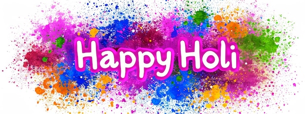 Felice saluto festivo di Holi con vibranti schizzi di colore
