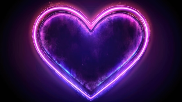 Felice San Valentino banner cuore al neon con spazio di copia stile neon nebbia fumo romanticismo amore