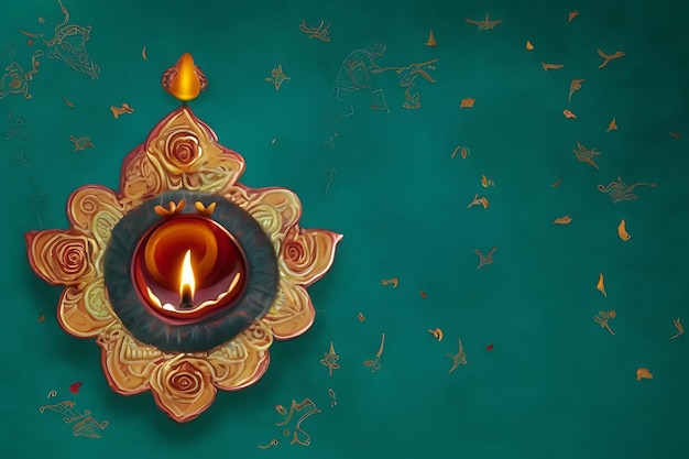 Felice sfondo della celebrazione di Diwali con lampade tradizionali