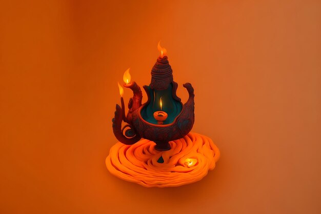 Felice sfondo della celebrazione di Diwali con lampade tradizionali