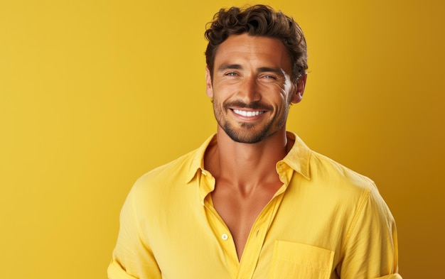 felice uomo di moda affascinante sorridente e indossando un panno colorato