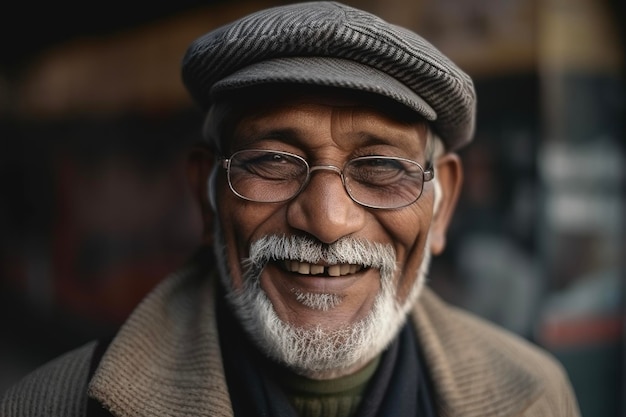 Felice uomo indiano per strada