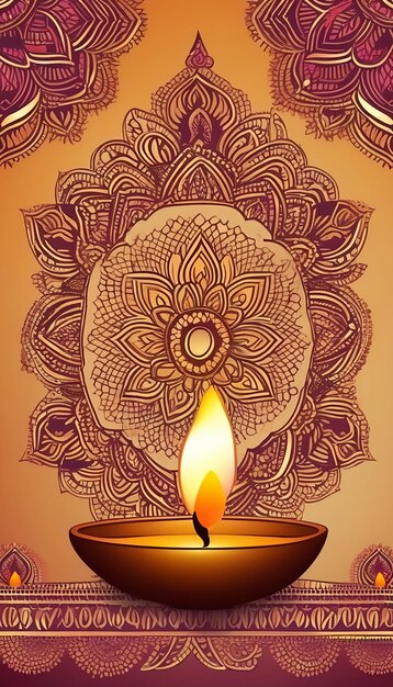 felicità diwali lampada ad olio decorativa festa celebrazione carta di sfondo