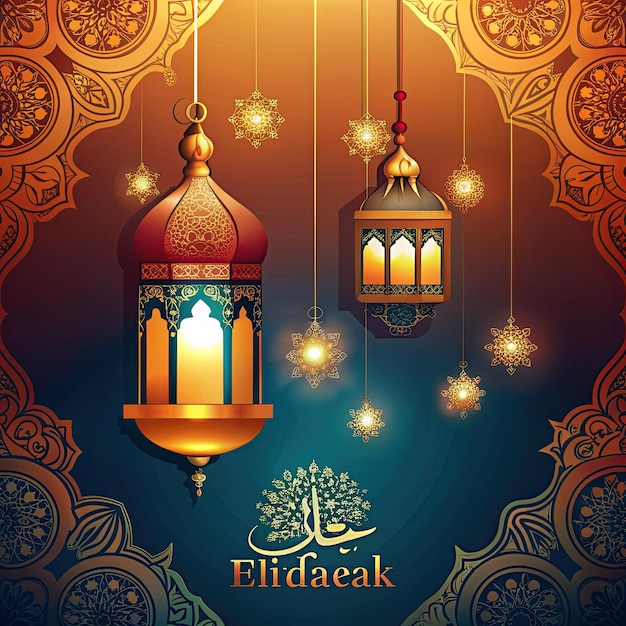 felicità eid ul fitr sfondo ornamentale arabo lan