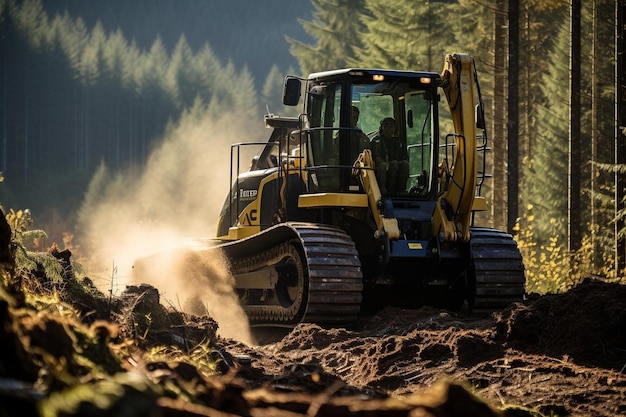 Feller Buncher Operando nel bosco Mettendo la migliore fotografia di Feller buncher