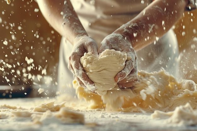 Femme che impastano la pasta in primo piano