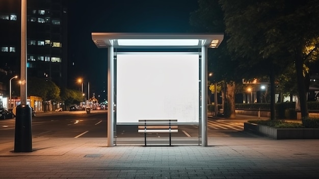 Fermata dell'autobus di Arafed con un cartellone bianco sul lato della strada generativa ai