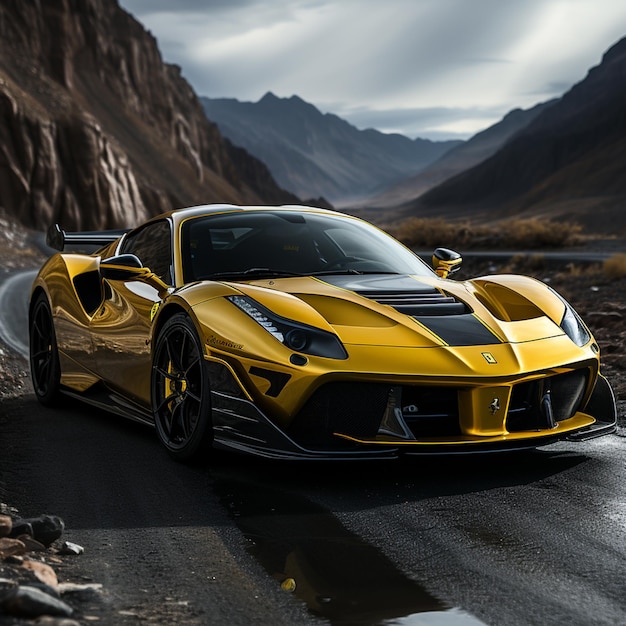 ferrarri giallo lucido speed stop4k alta qualità