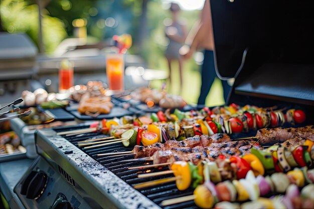 Festa al barbecue in cortile