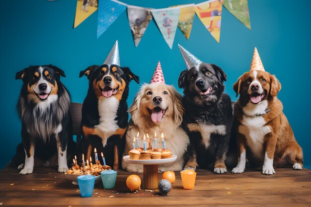 Festa dei cani su sfondo blu