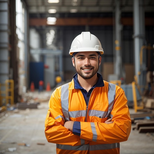 festa del lavoro uomo lavoratore costruttore casco di sicurezza uniforme di sicurezza