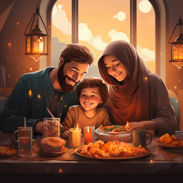 Festa dell'Iftar della famiglia musulmana