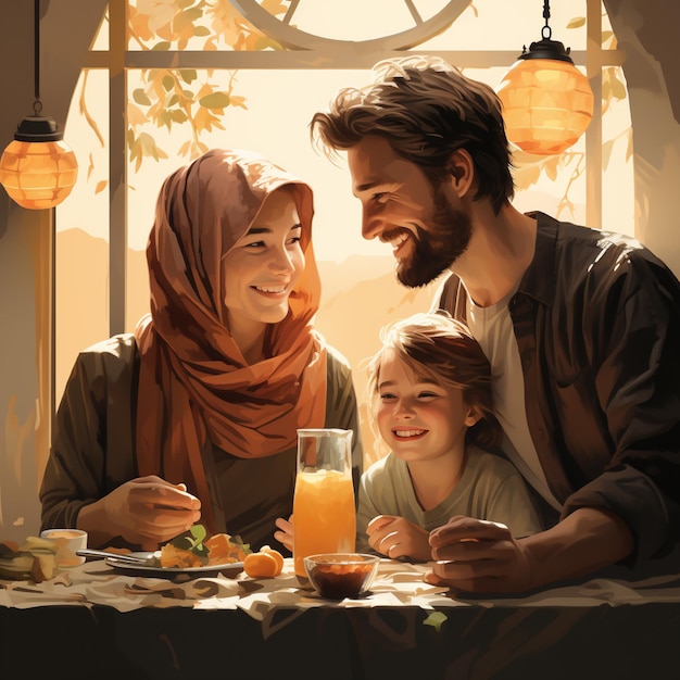 Festa dell'Iftar della famiglia musulmana