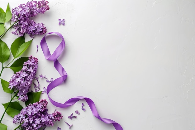 Festa della donna, 8 marzo, composizione decorativa con fiori viola