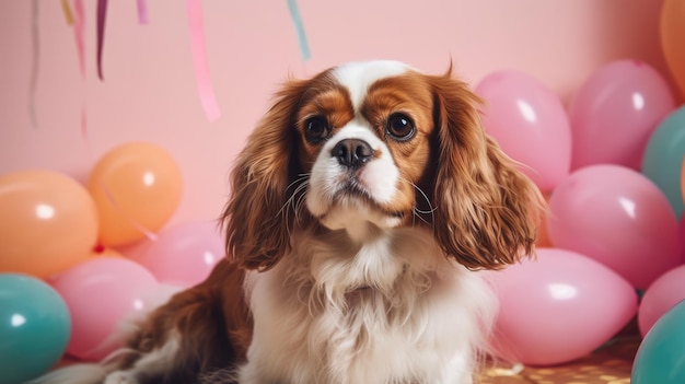 Festa di compleanno del cane Vacanza con un animale domestico Cartolina Spazio per l'immagine del testo generata dall'intelligenza artificiale