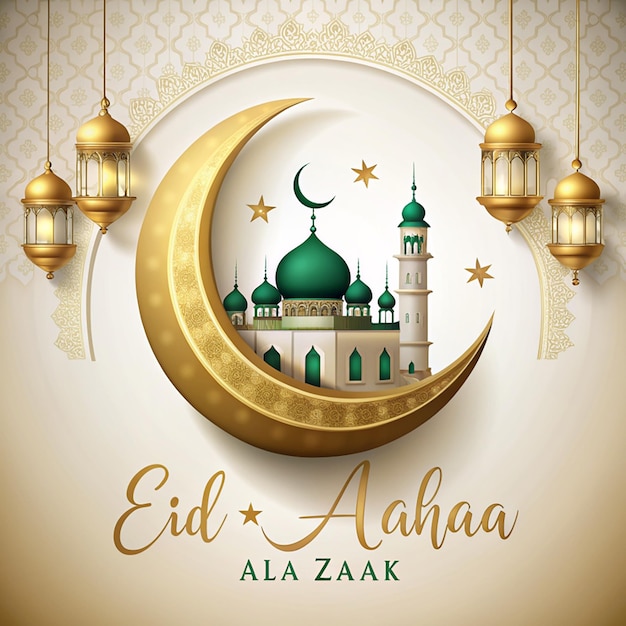 Festa di Eid Al Azha Mubarak sfondo islamico isolato su sfondo bianco illustrazione del nuovo anno islamico