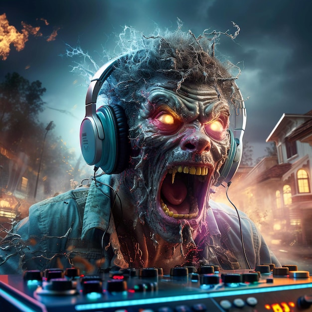 Festa di Halloween Zombie Grooves con Undead DJ che gira l'intelligenza artificiale generativa