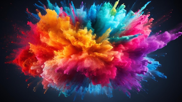 Festa di Holi vernice colorata arcobaleno esplosione di polvere colorata 25 marzo AI generativa