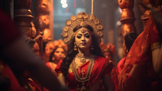 Festa divina delle accattivanti celebrazioni della Durga Puja