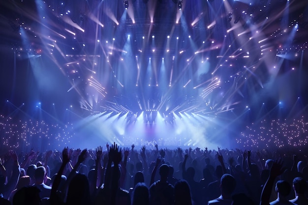 festa folla luci del palco concerto dal vivo festival di musica estiva immagine realistica