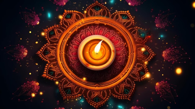 Festa gioiosa di Diwali con luci intense generate dall'intelligenza artificiale