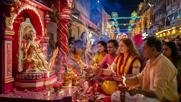 Festa indiana di Diwali Lakshmi Pooja