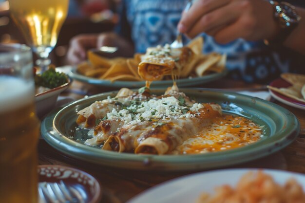 Festa messicana I messicani mangiano enchiladas