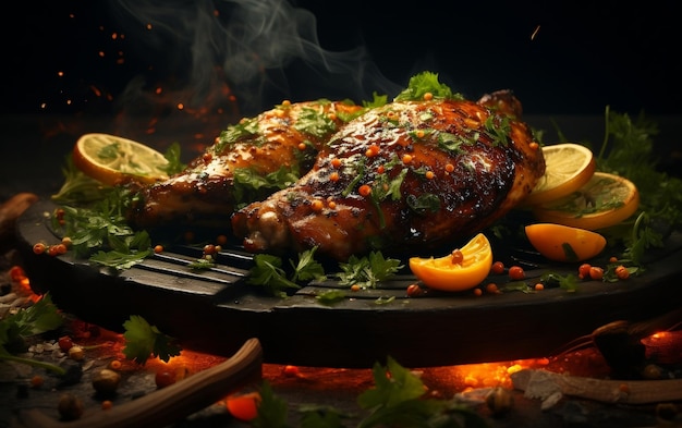 Festa visiva affascinante Fotografia di pollo alla griglia Generativa da Ai