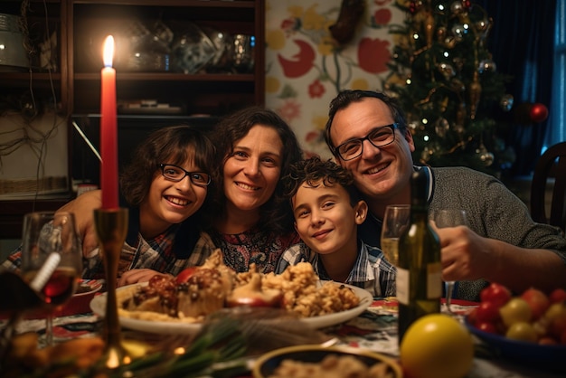 Feste e celebrazioni nuovo anno concetto di Natale famiglia con cena di Natale a casa felicità