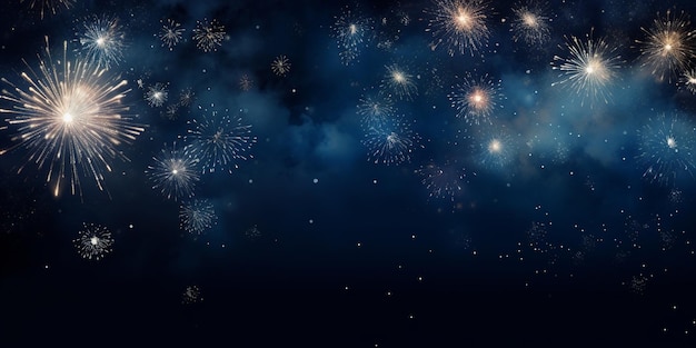 Festeggiamo il nuovo anno con abbaglianti esplosioni di fuochi d'artificio