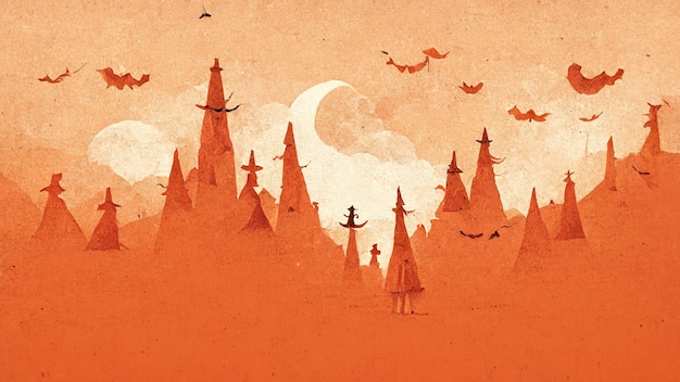 Festival della stagione di Halloween casa stregata sfondo fantasma pittura digitale