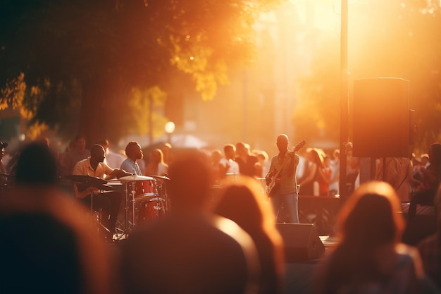 Festival di jazz all'aperto illuminato dal sole