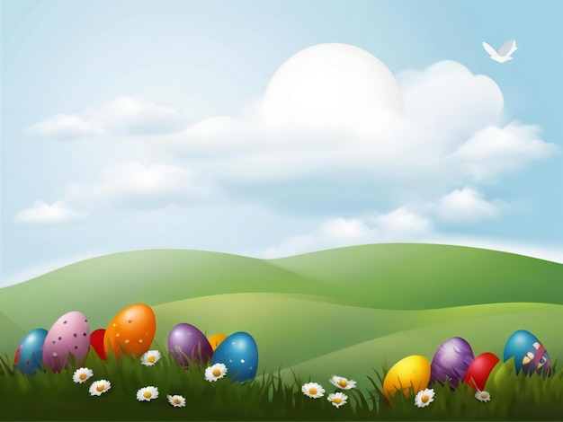 Festival di Pasqua colorato design di sfondo migliore qualità modello di banner immagine iper-realistica