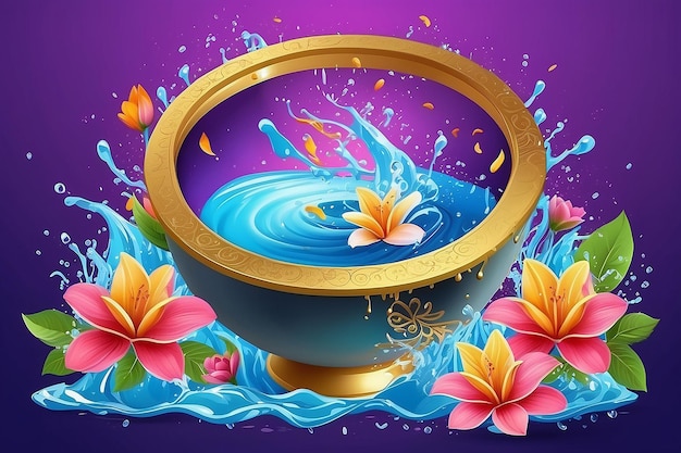 Festival di Songkran Thailandia Thailandia fiori in acqua ciotola dorata acqua blu