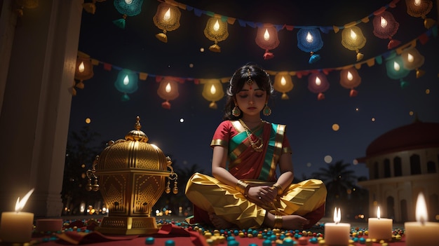 Festival fotografico delle luci diwali candele sfondo