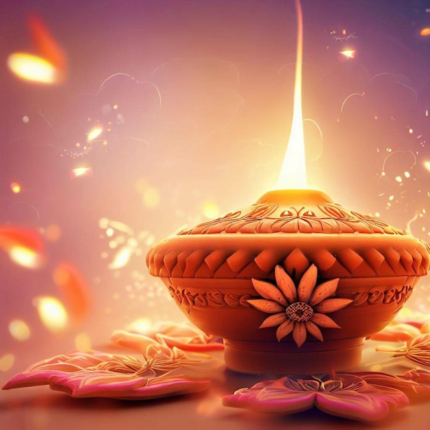 Festival indiano argilla diya o sfondo lampada a olio