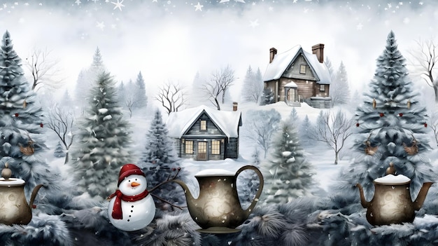 Festive Christmas Holiday Acquerell Illustration Banner Image