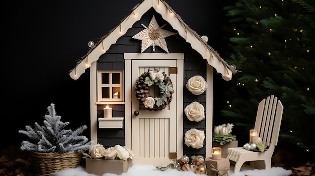 Festive Delights Rendering 3D delle decorazioni natalizie alla Wooden House Collection