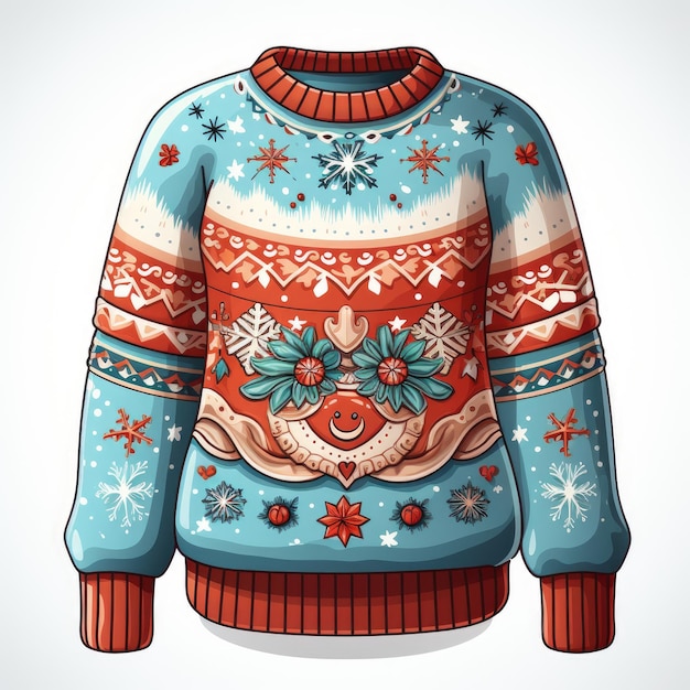 Festive Folly Whimsical Ugly Christmas Sweater in arte vettoriale