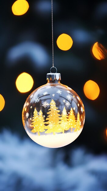 Festive Holiday Magic Christmas Ball e Bokeh Lights sullo sfondo