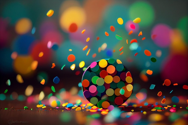 Festivi coriandoli colorati volanti in aria per la celebrazione e la festa notturna coriandoli di carta multicolore per celebrare la vittoria, il compleanno e il nuovo anno AI generativa