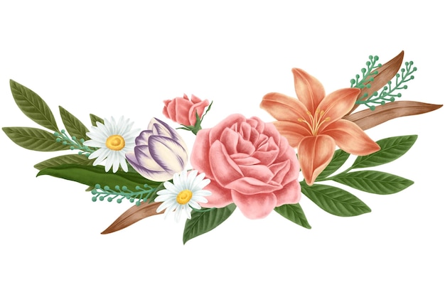 Festo di fiori vintage trasparente png