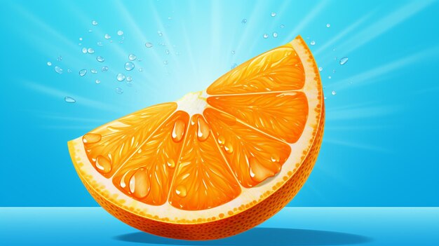 Fetta d'arancia fresca su uno sfondo arancione blu