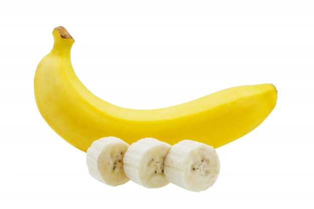 Fetta di banane isolato su sfondo bianco